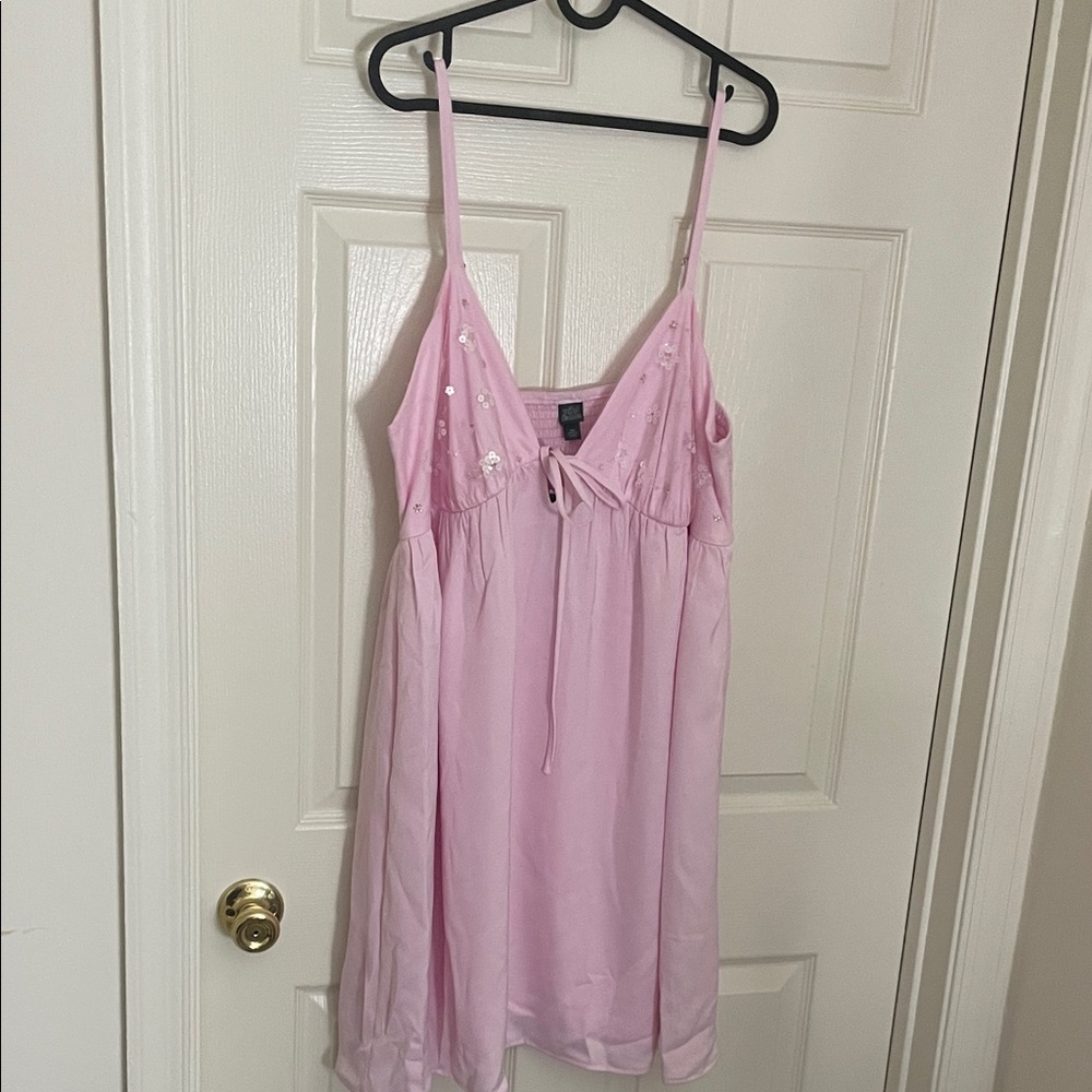 wild fable Pink Spaghetti-Strap Mini Dress with Sequin Detail